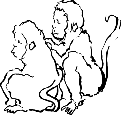 Black and White Clipart of a Man in Darkness