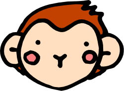 Monkey Face Clipart with Red Hair Accessory - Fun and Playful SVG Art