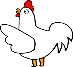 White Chicken with Red Head - Fun Farmyard Clipart