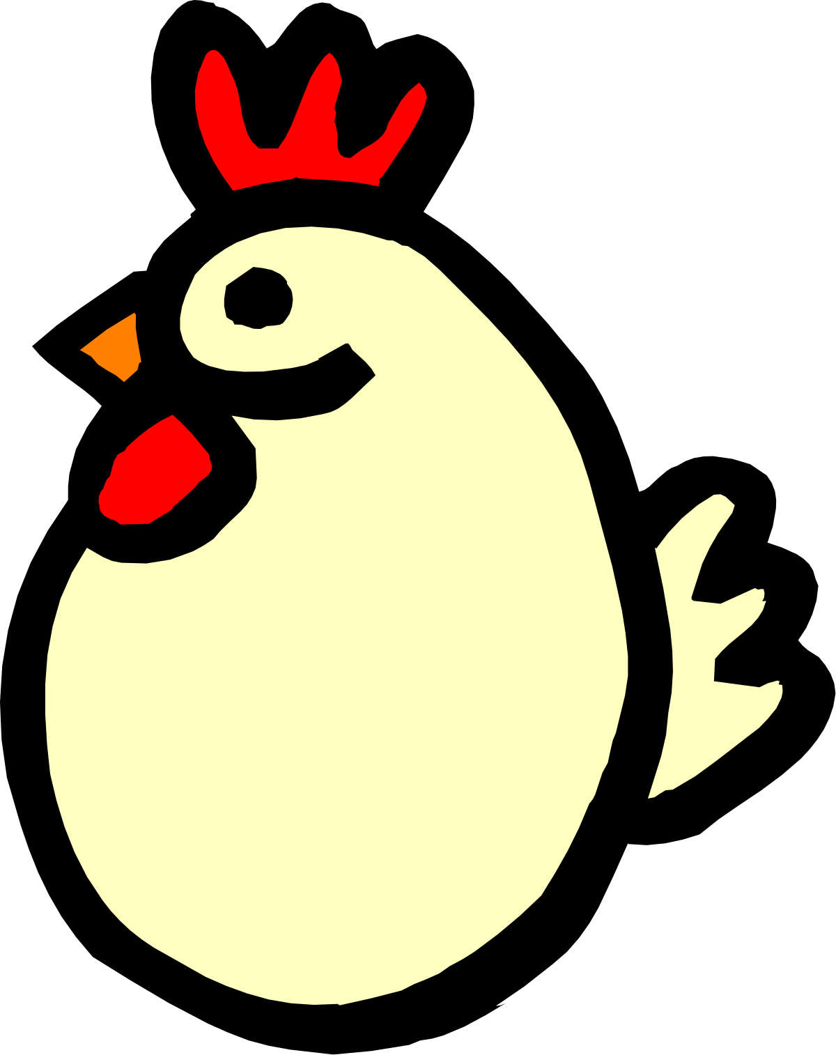 a chicken with a red head and a yellow beak clip art png transparent Chicken Clipart: Vibrant Red-Headed Chicken with Yellow Beak