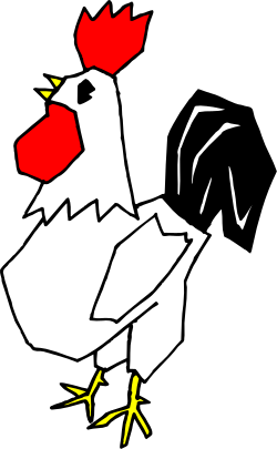 White Chicken with Red and Yellow Feathers Clipart