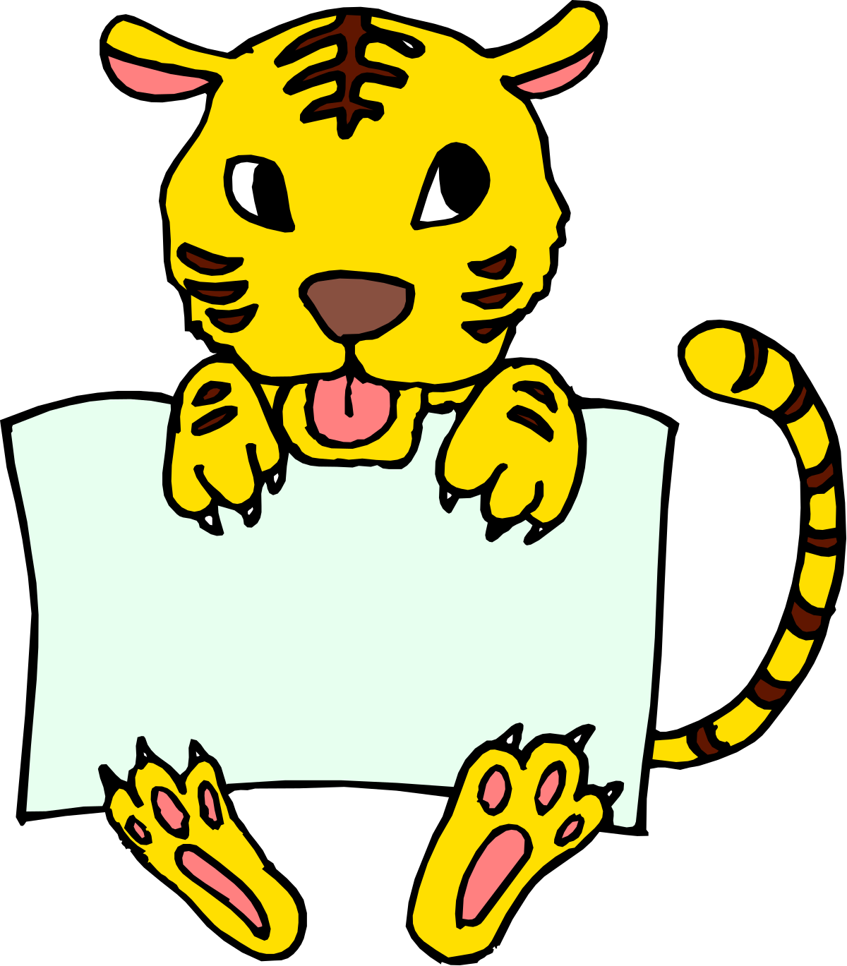 Cartoon Tiger Holding a Sign - Playful Clipart for Fun Projects