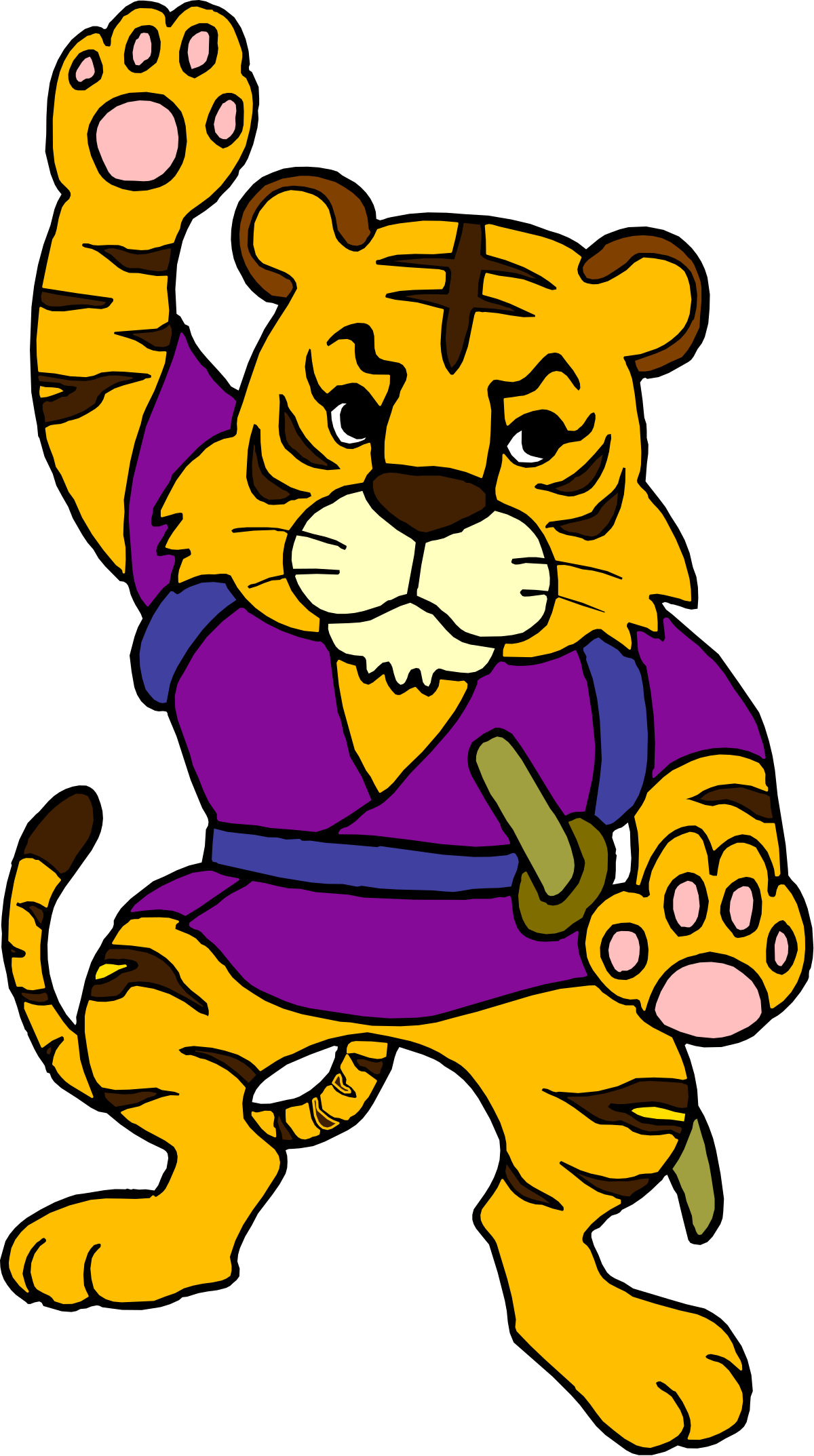 a cartoon tiger with a purple robe and a purple robe clip art png transparent Cartoon Tiger in Purple Robe - Fun Clipart for Creative Projects