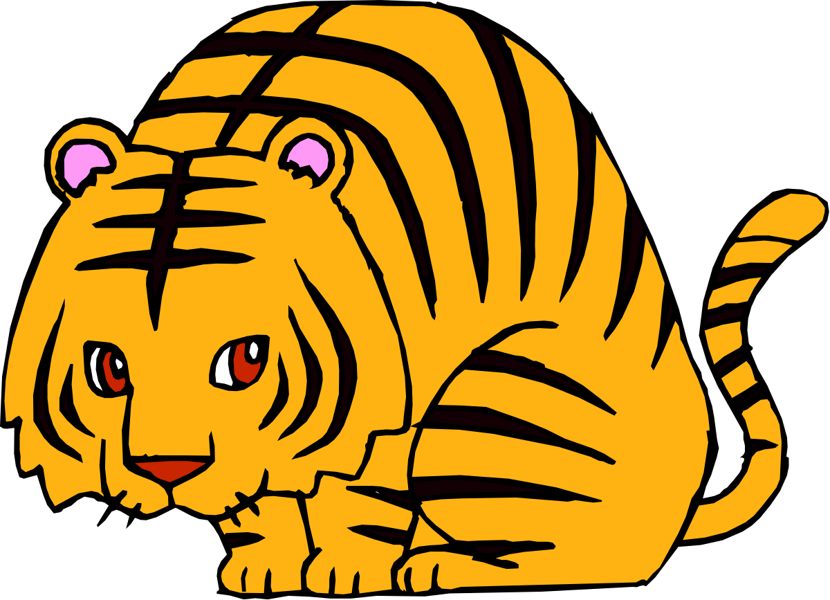 Cartoon Tiger with Big Eyes - Playful Clipart
