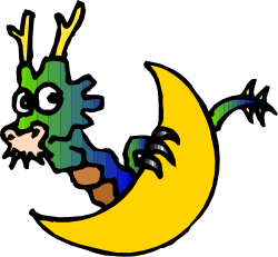 Cartoon Character Sitting on a Crescent - Charming Clipart Scene
