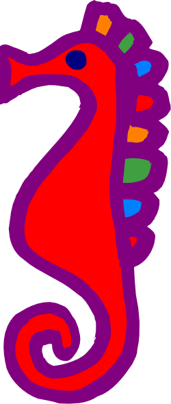 Red Seahorse Clipart with Colorful Stripes