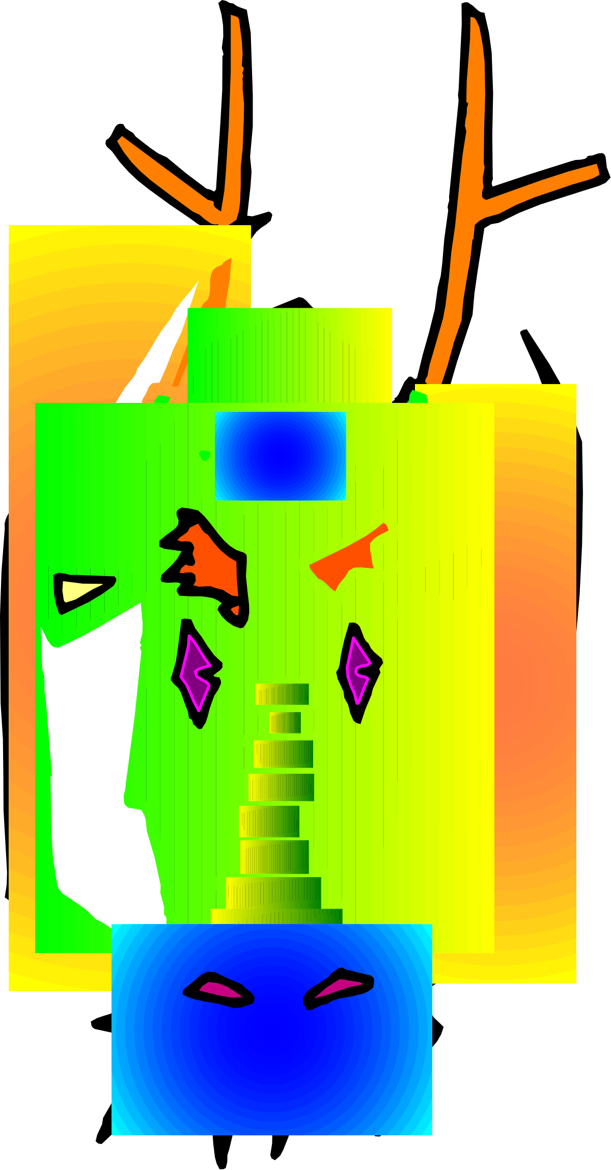 a face with a green and orange background clip art png transparent Face Clipart with Vibrant Green and Orange Background