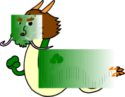 Green Dragon with White and Brown Tail Clipart - Enchanting Fantasy Imagery