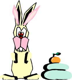 Rabbit Sitting on a Rock - Vibrant Orange Clipart