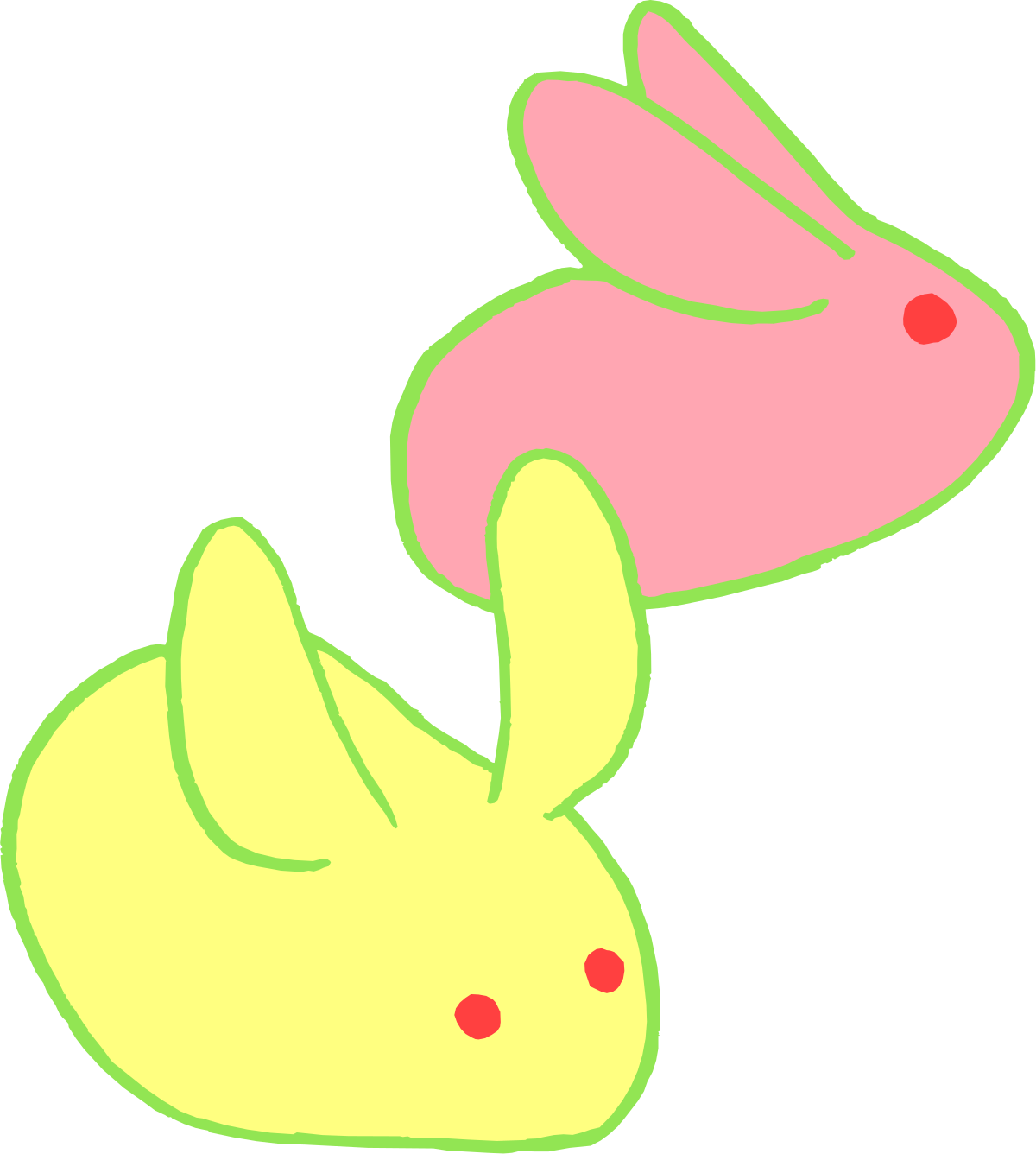Pink and Yellow Rabbits Clipart: Charming and Whimsical Graphics