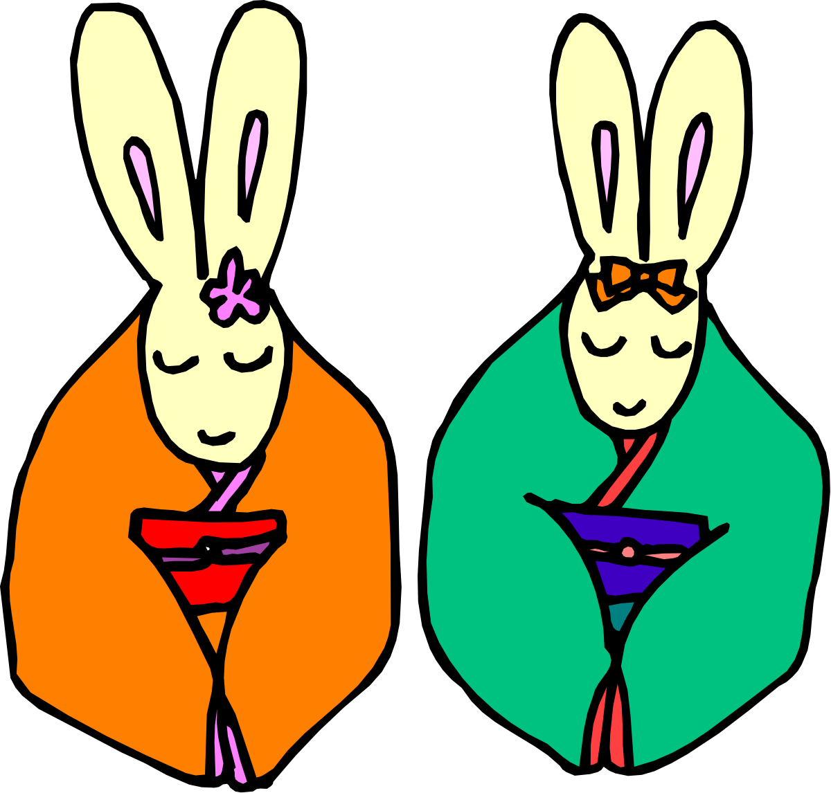 two rabbits in suits and ties clip art png transparent Two Dapper Rabbits in Suits and Ties Clipart