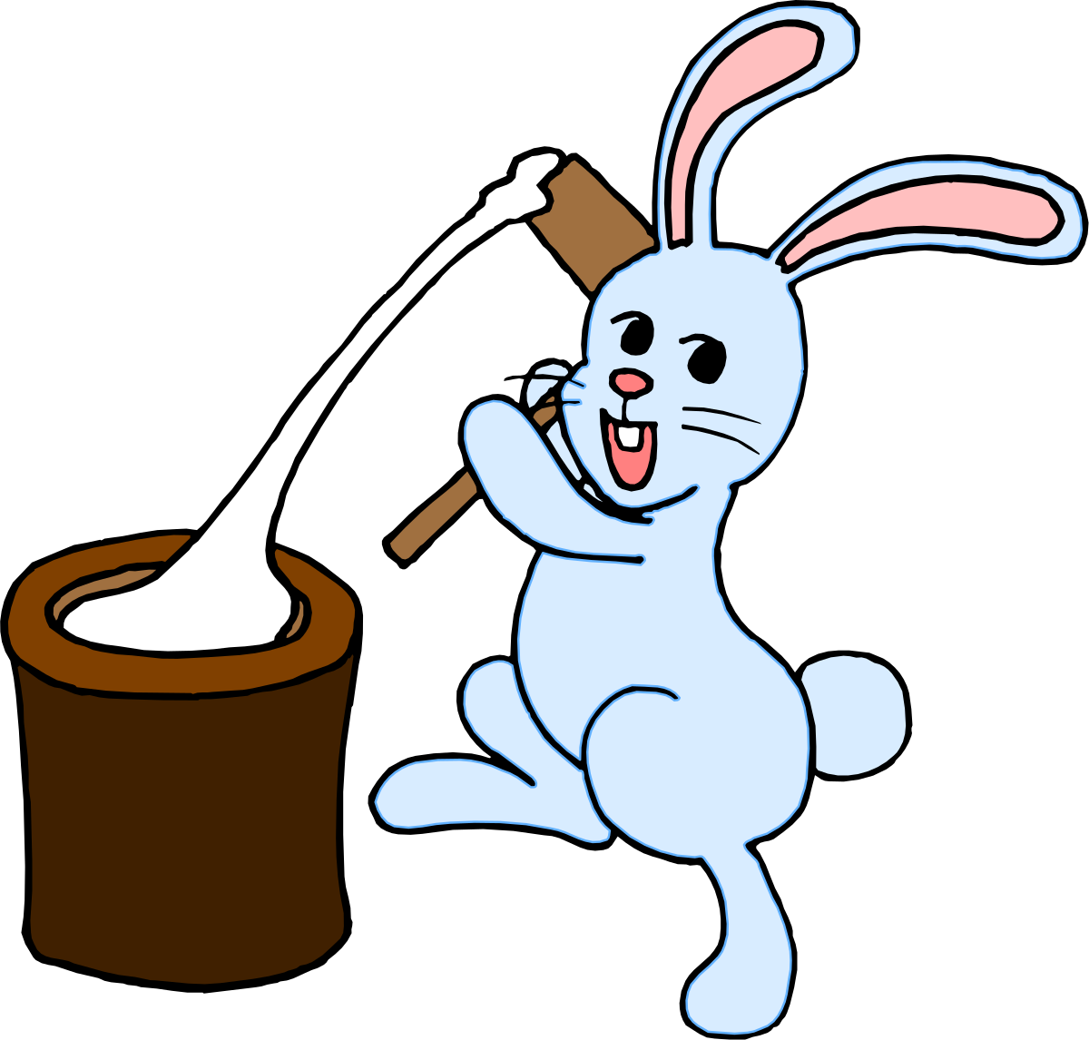 a cartoon bunny with a spoon in his mouth clip art png transparent Cartoon Bunny with Spoon - Fun and Playful Clipart