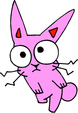Pink Cat with Big Eyes and Red Nose Clipart for Your Projects