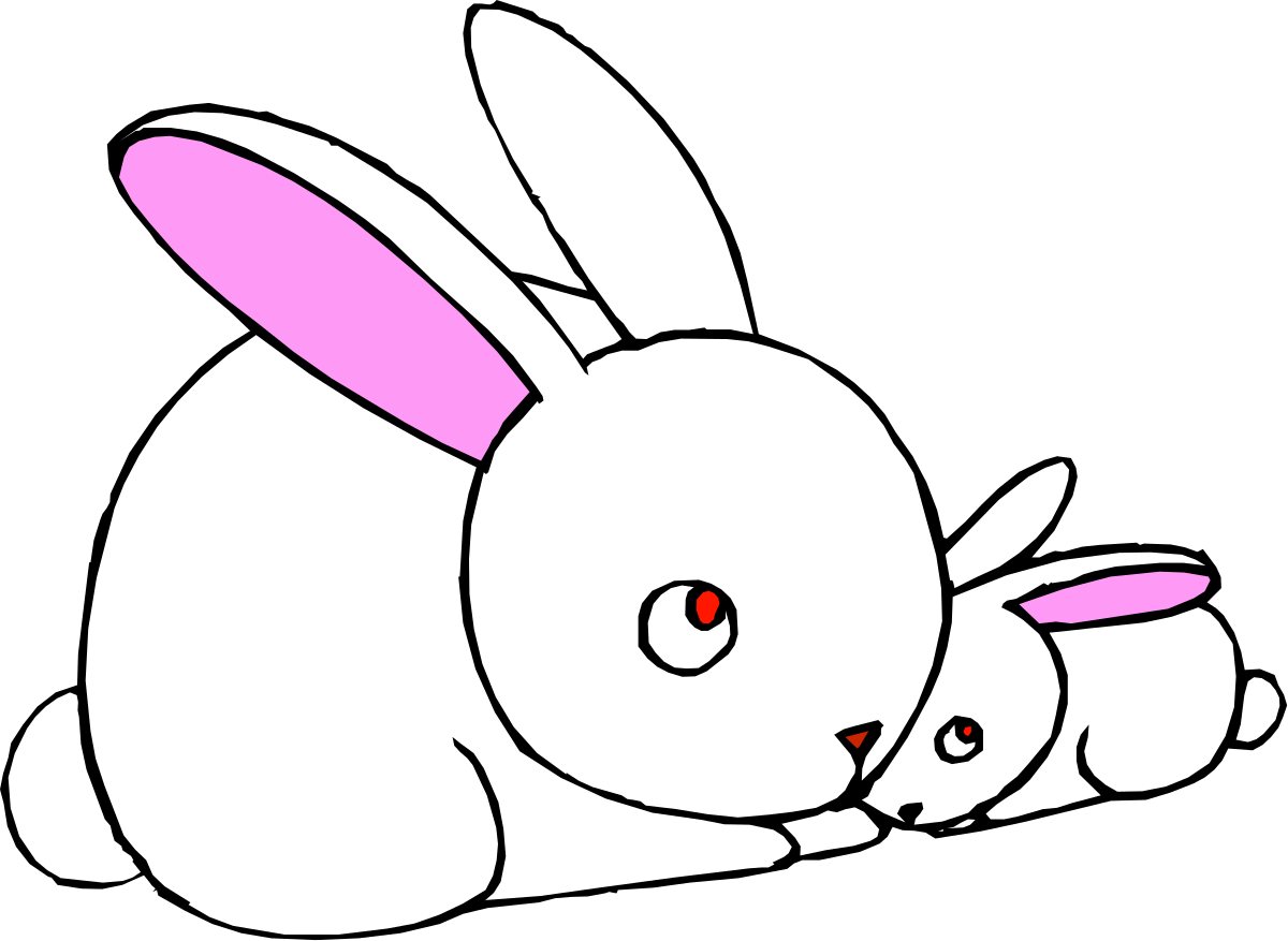 White Rabbit with Pink Ears Clipart for Fun Designs