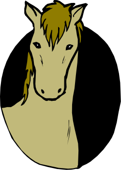 Horse Clipart with Brown Mane on Black Background