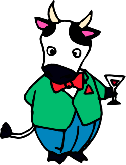Cow in Green Shirt with Red Bow Tie Clipart