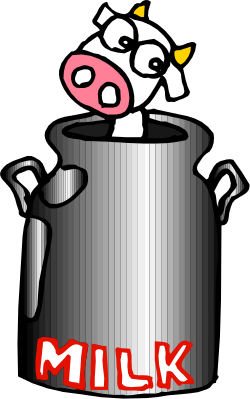 Cow in a Pot with Milk - Whimsical Clipart for Creative Projects