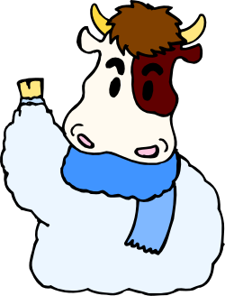 Cow in Scarf Clipart: Stylish Farm Animal Illustration