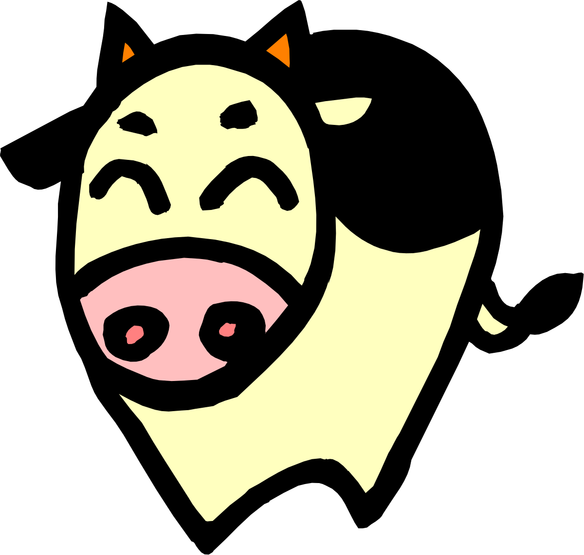 Cow with Pink Nose on Black Background - Stunning Clipart