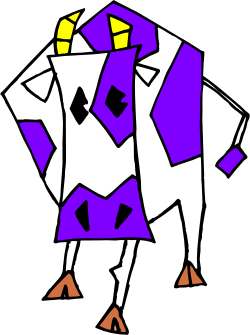 Purple Cow with Yellow Nose - Whimsical Clipart for Fun Designs