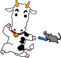 Cow and Mouse Playing Together - Fun and Lively Clipart