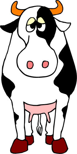 Cow with Red Nose and White Body Clipart - Fun Farm Animal Illustration