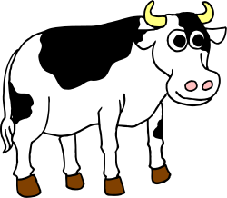 Cow with Yellow Horn Clipart - Unique Farm Animal Graphics