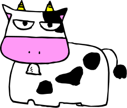 Cow with Pink and Yellow Nose Clipart - Whimsical Farm Animal Illustration