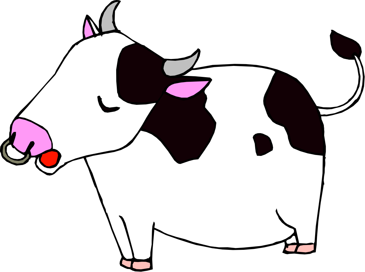 Cow with Red Nose Clipart: Whimsical Farm Animal Graphics