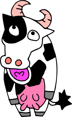 Cow with Pink Nose on Black Background - Adorable Clipart Design