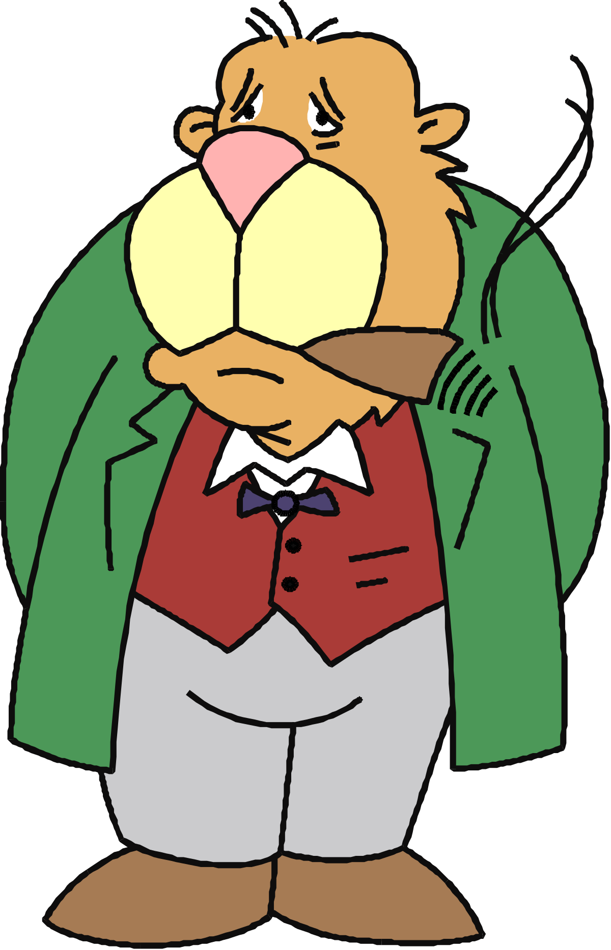 a cartoon character with a mustache and a green jacket clip art png transparent Mustached Cartoon Character in Green Jacket Clipart