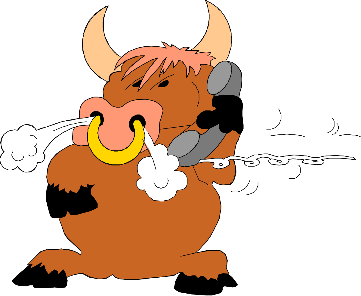 Bull Clipart with Big Horn - Cartoon Style Illustration