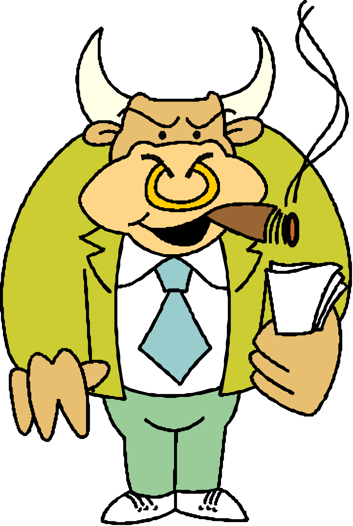 Cartoon Bull with Cup and Cigarette - Fun Clipart for All Occasions
