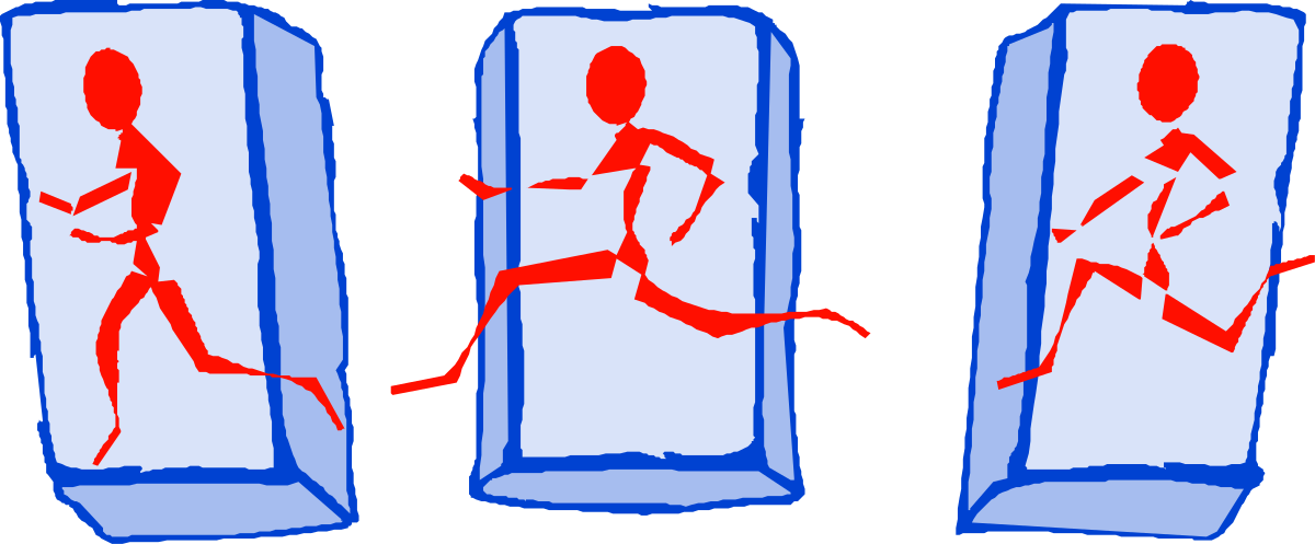 Running Man and Woman in Blue Tube Clipart