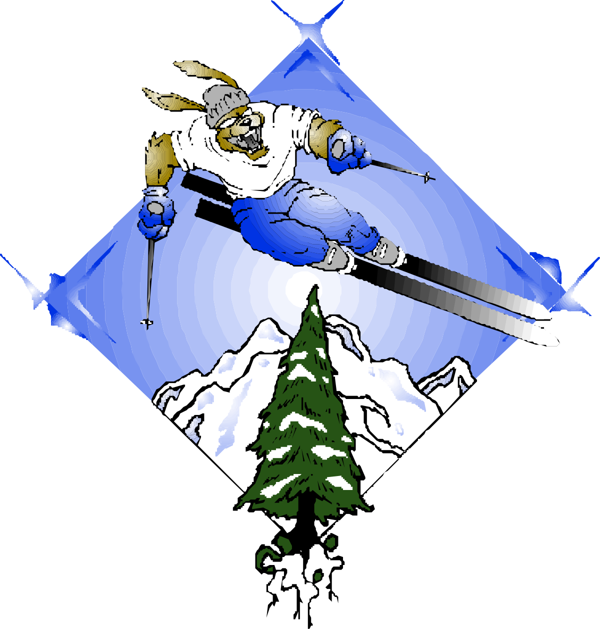 a skier is skiing down a mountain clip art png transparent Skier Descending Mountain Clipart - Dynamic Winter Scene