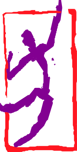 Purple and Red Logo Featuring a Man: Eye-Catching Clipart Design
