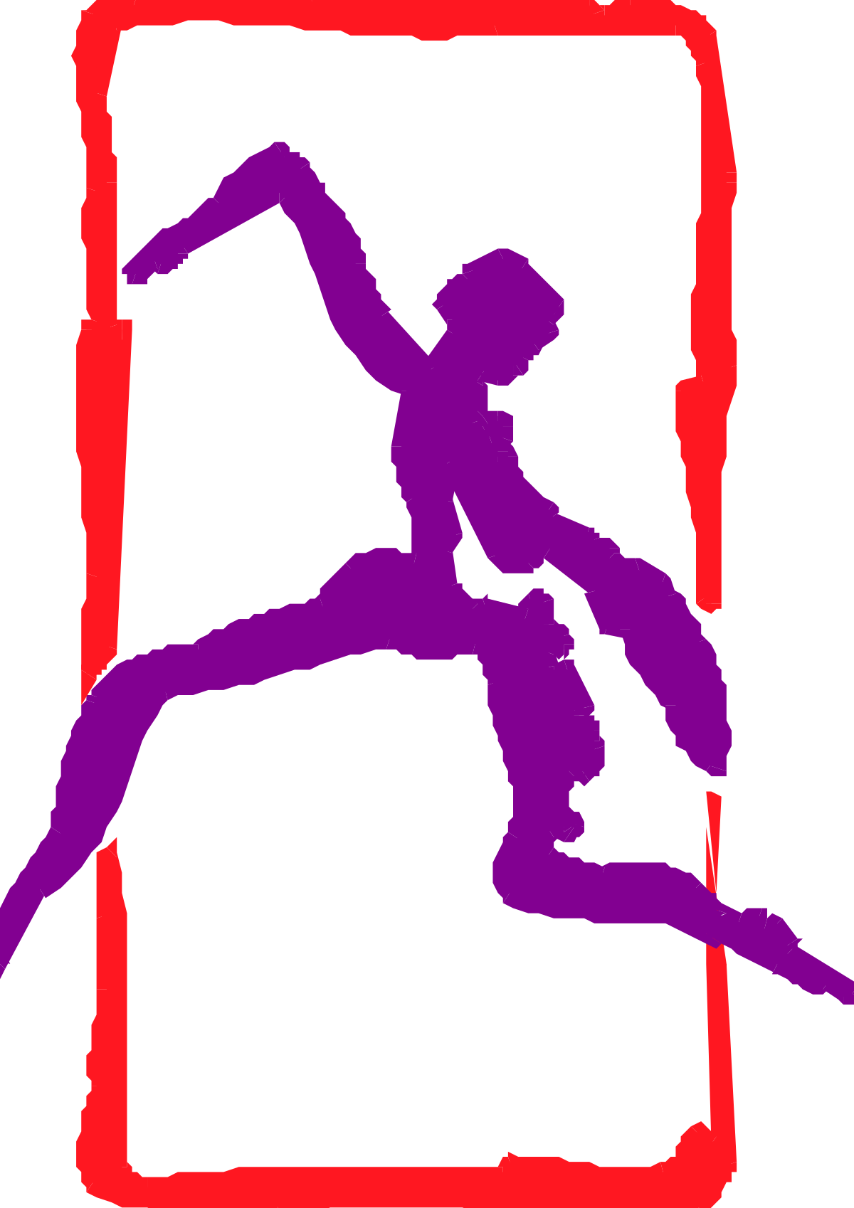 Basketball Player Silhouette - Purple and Red Clipart