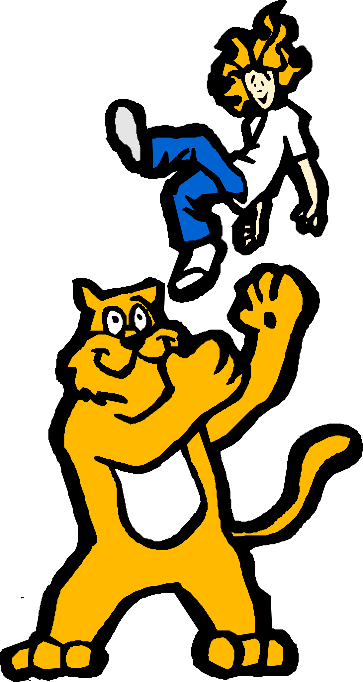 Cartoon Character with Cat on Back - Whimsical Clipart Collection