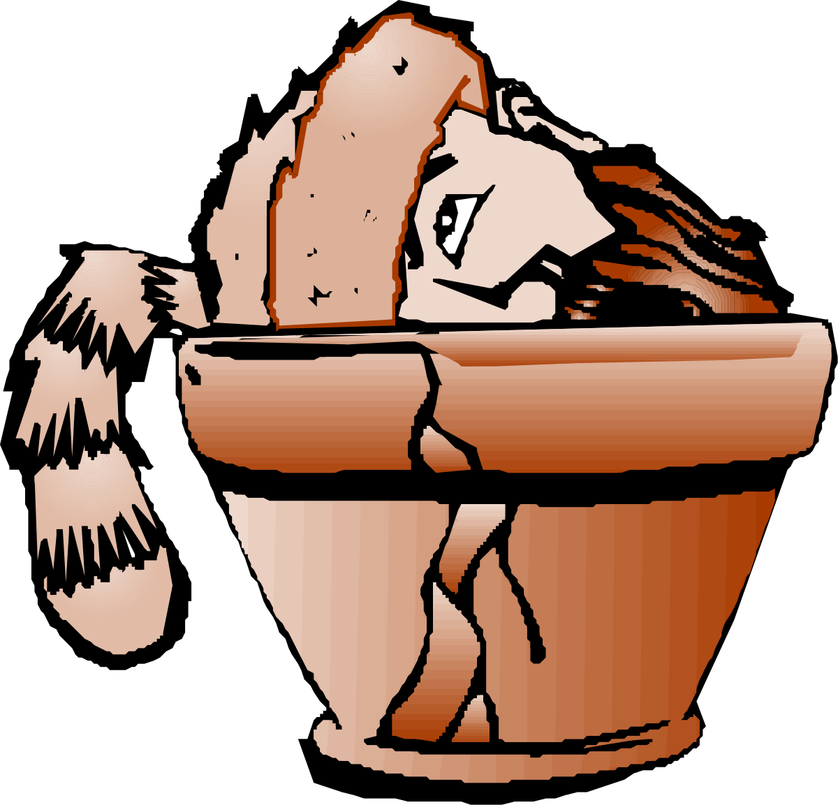 Dog Inside Pot Clipart - Charming and Whimsical Illustration