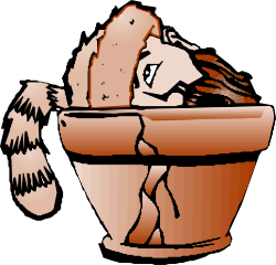 Dog Inside Pot Clipart - Charming and Whimsical Illustration