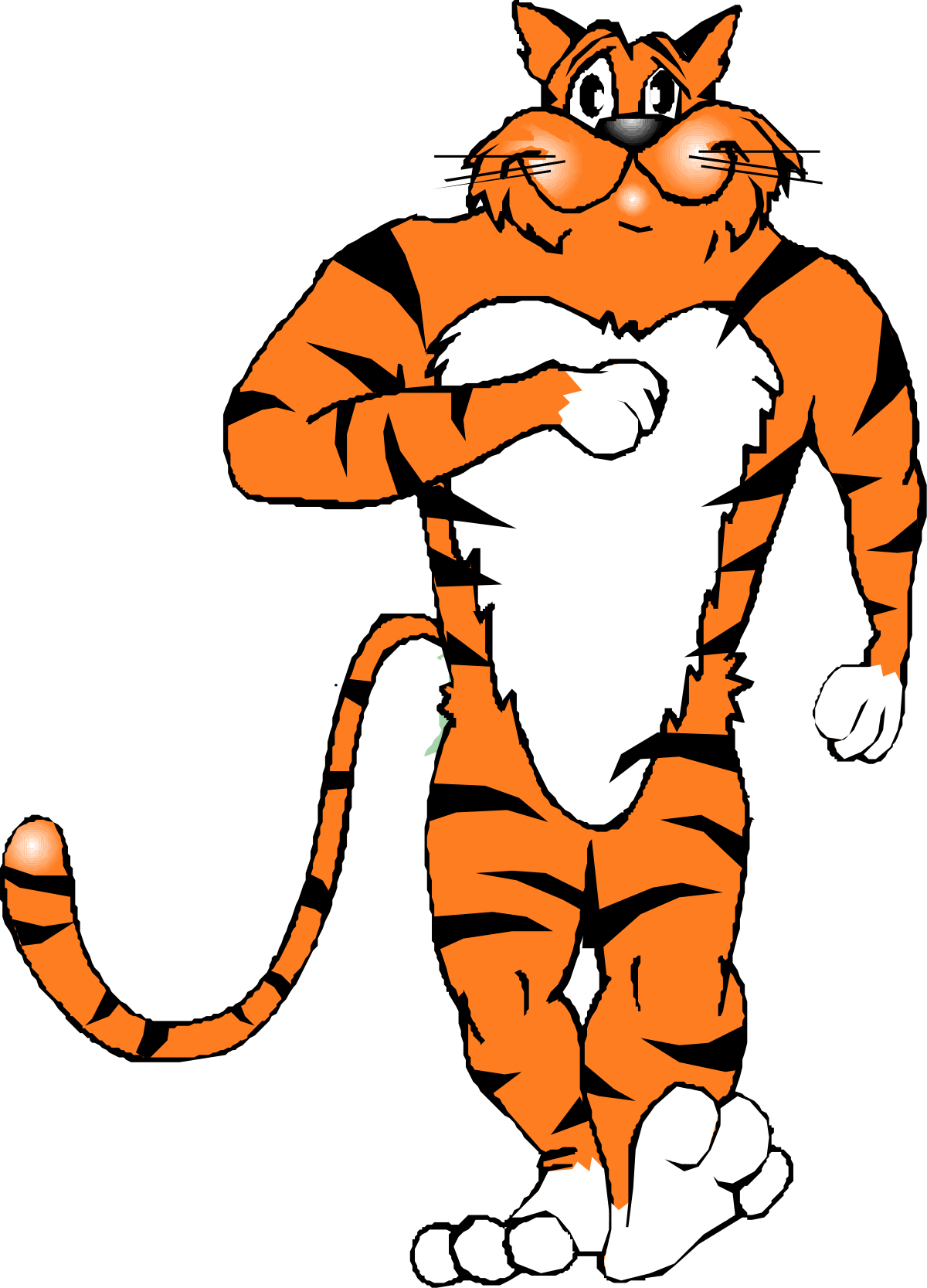 Cartoon Cat with Orange Stripes and White Tail - Fun Clipart for Creative Projects