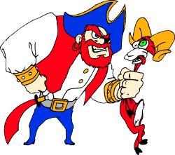 Cartoon Character with Red and White Capes - Dynamic Clipart