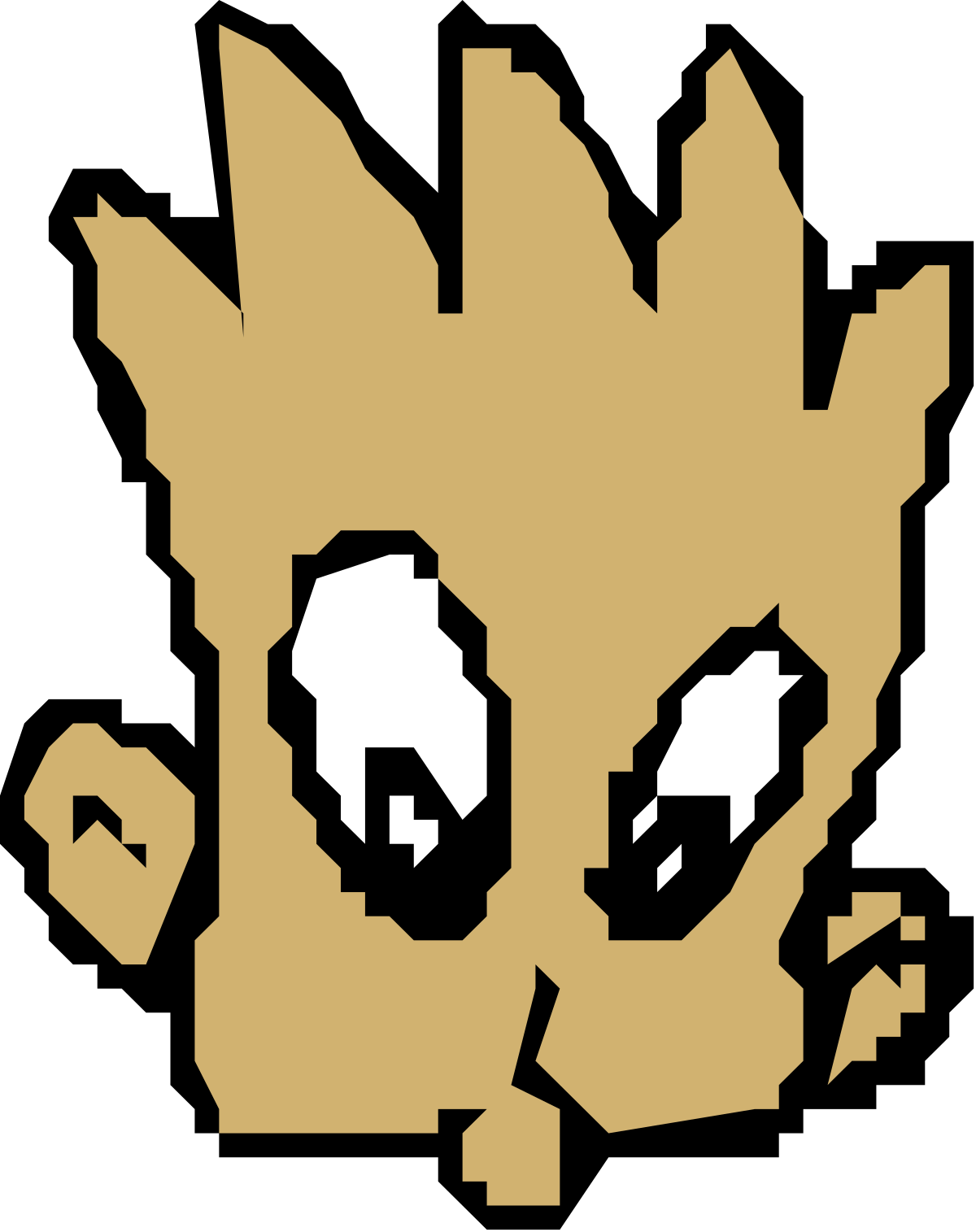 Pixel Head Clipart with White Face on Black Background