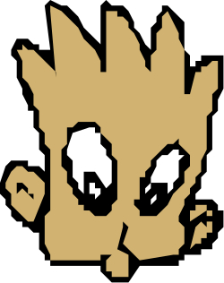 Pixel Head Clipart with White Face on Black Background