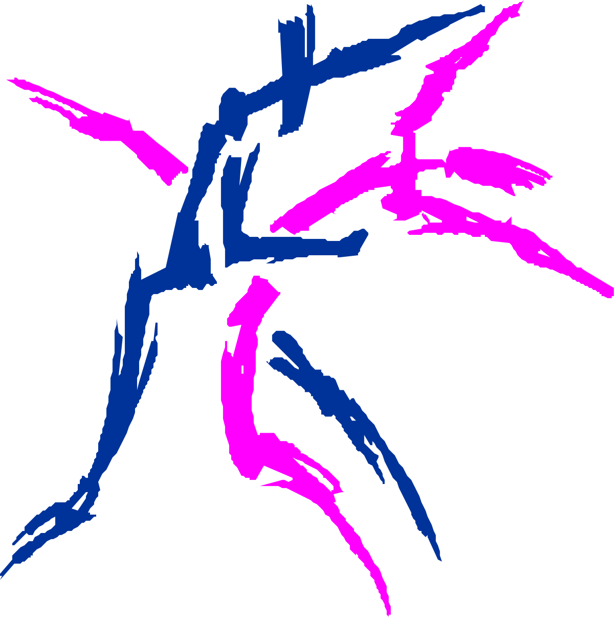 Vibrant Blue and Pink Bird Clipart on Black Background