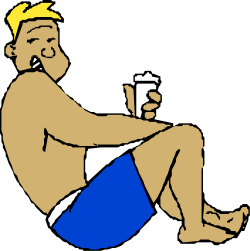 Toilet Humor Clipart: Man Sitting with Cup