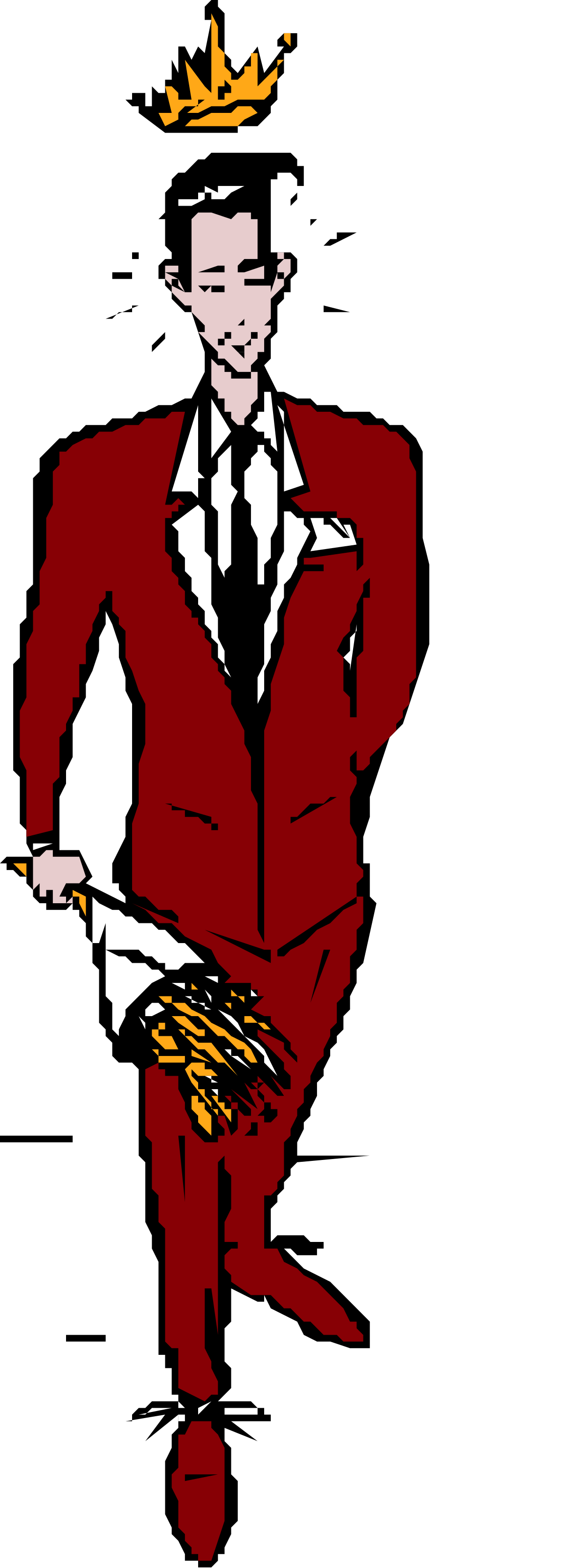 Businessman in Suit and Hat with Knife Clipart