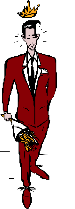 Businessman in Suit and Hat with Knife Clipart