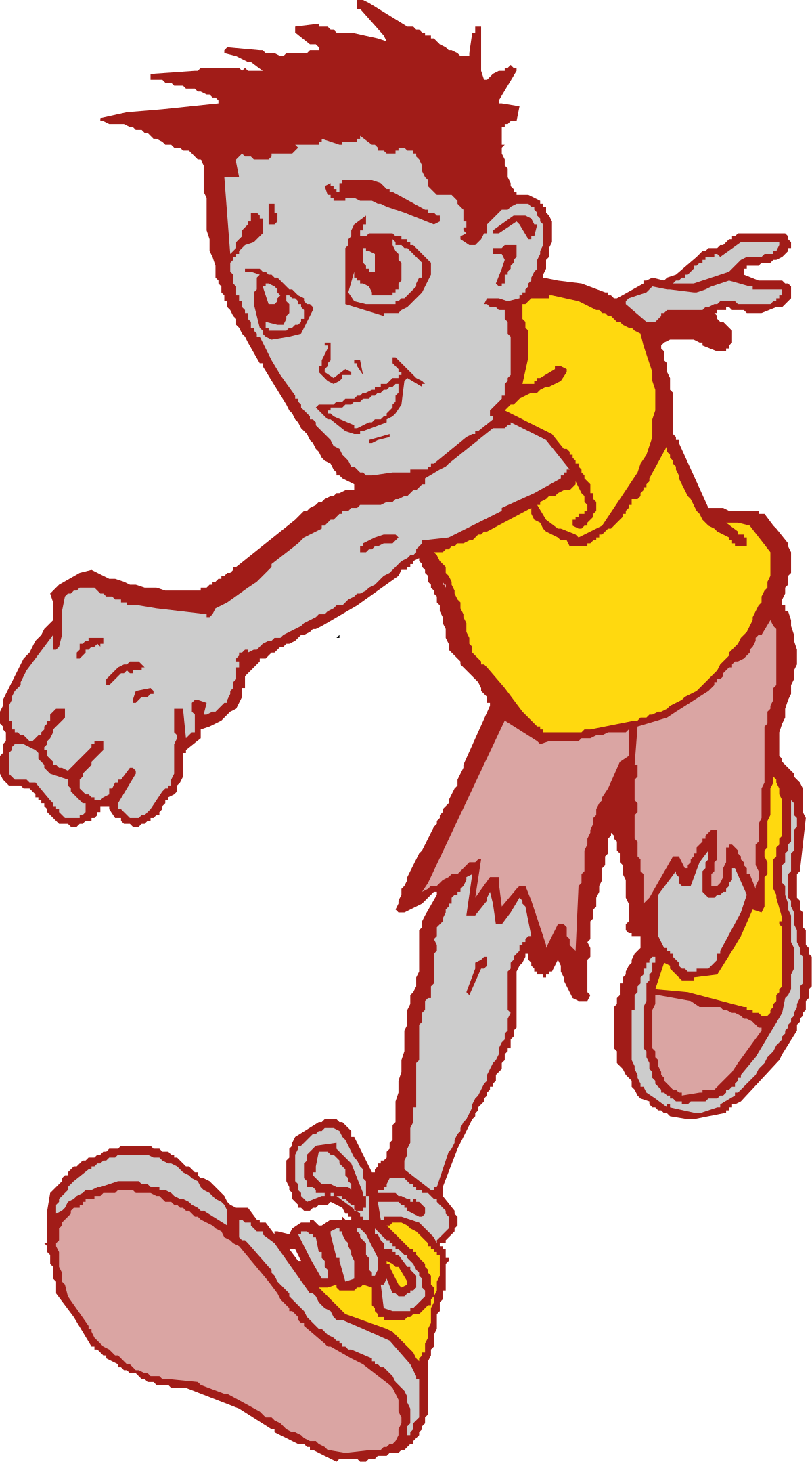 a cartoon boy in a yellow shirt and red shorts clip art png transparent Cartoon Boy in Yellow Shirt and Red Shorts Clipart for Fun Projects