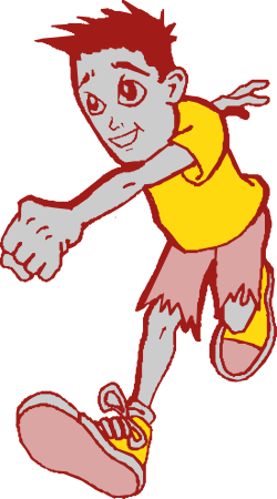Cartoon Boy in Yellow Shirt and Red Shorts Clipart for Fun Projects